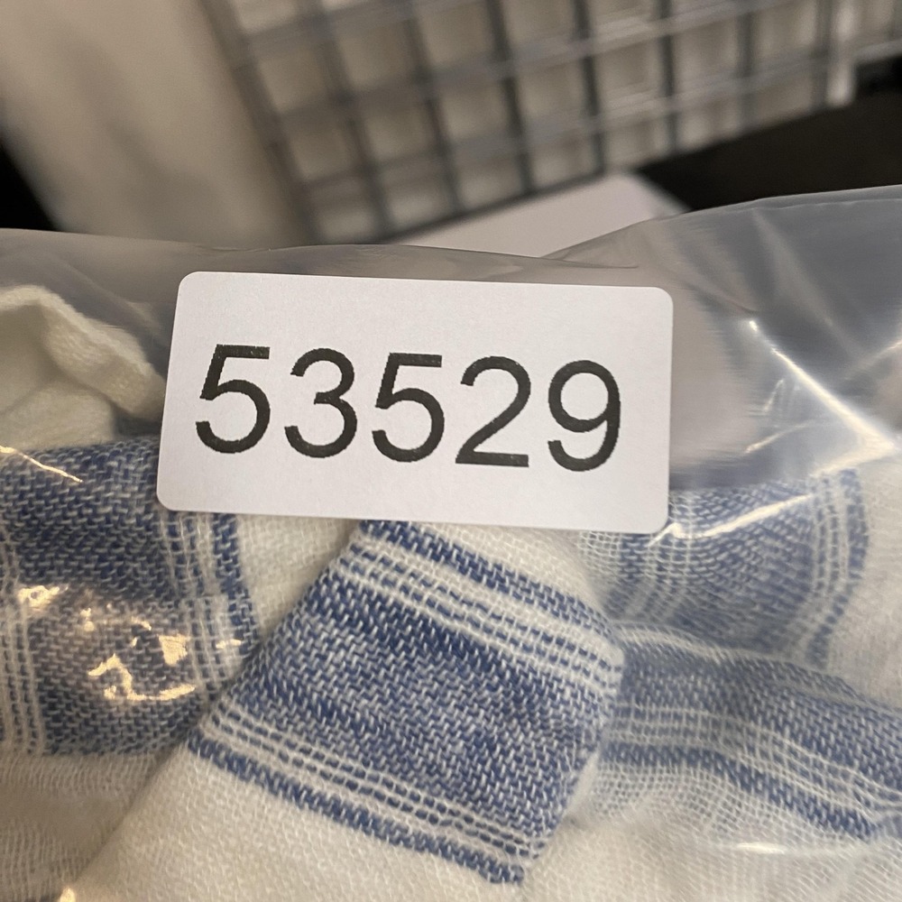 Sundance 100% Linen Shirt Womens Small Blue White Stripe Button Front Top Hi-Lo - Picture 11 of 11